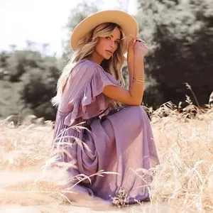 VICI Mauve Purple Button Front Cinched Waist Maxi Dress thumbnail 4