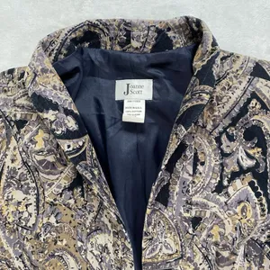 Joanne Scott blazer Womens 4 corduroy paisley made in usa 100% cotton‎ thumbnail 3