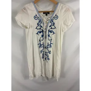 Lulus Down in Kokomo White Lace Up V Neck Dress Size Small thumbnail 5