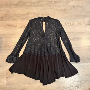 Free People Tell Tale Boho Black Lace High‎ Neck Keyhole Tunic Top Dress Xsmall thumbnail 2