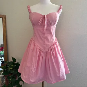 JULIA by LOVE J Kendra Poplin Micro Mini Sweetheart Coquette Dress in Pink Sz. M thumbnail 4