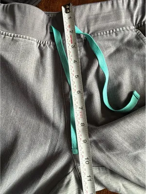 FIGS Zamora Gray Medical Scrub Jogger Pants with Teal Drawstring, Size M thumbnail 10