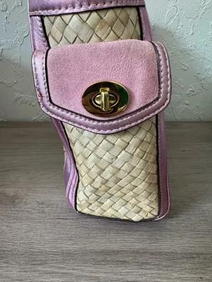 Coach Vintage 2004 Pink Straw Tote Bag - Style 4419 thumbnail 5