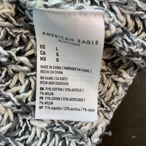 American Eagle Knit Sweater Womens‎ Large L Gray White Oversized Loose Fit thumbnail 4