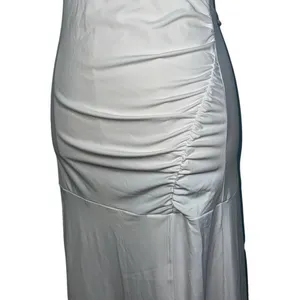 NWOT Halara White Ruched Lace Up Open Back Bodycon Pencil Maxi Dress Size M thumbnail 3