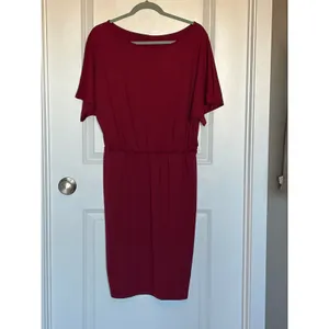 SHEIN Burgundy Dolman Sleeve Tie Waist Midi Dress Women's XL EU 44 thumbnail 4