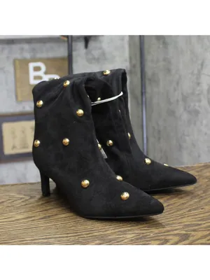 A New Day Studded Mid-Calf Pointed-Toe Boots 94568939 Jet Black / Gold 6M thumbnail 2