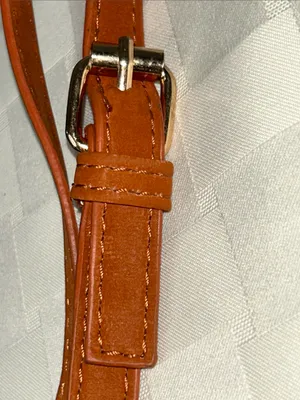 Rust Faux Leather Shoulder Strap with Gold Chains thumbnail 2
