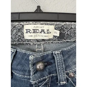 Ariat REAL Straight Jeans Women US 27R Rainstorm Mid Rise Medium Wash Western thumbnail 8