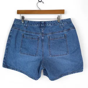 Venezia Jeans Shorts Womens 14 Blue Mid Rise Lace‎ Up Cotton Denim Medium Wash thumbnail 2