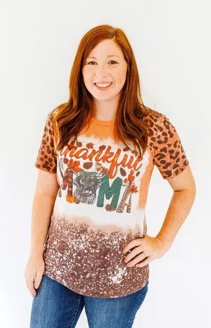 Thankful Mama Brown Short Sleeve Fall Top Large thumbnail 1