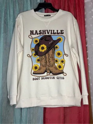 Nashville Boot Scootin' Cutie Cream Graphic Sweatshirt - Women's thumbnail 1