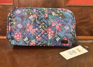 Lug Flash Cosmetic Bag Whimsy‎ Black Floral Travel Organizer Makeup Case NWT thumbnail 1