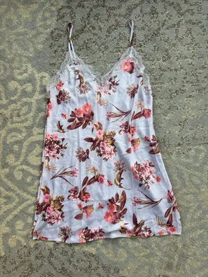 Victoria’s Secret Floral Satin & Lace Nightgown Slip Dress Purple Small thumbnail 2