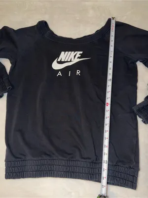 Vintage Black Nike Air Women's Off Shoulder Crewneck Sweatshirt - Black Sz MD thumbnail 3