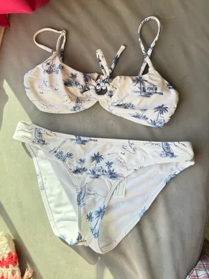 Hollister Blue & White Tropical Print Bikini Set thumbnail 1