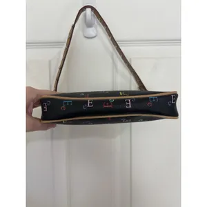 Vtg Y2K Limited Too Monogram Shoulder Bag Black Rainbow Letter E Bow Purse thumbnail 3