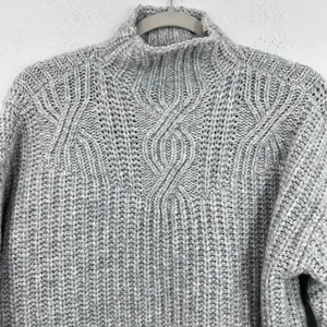 Aerie Womens XS Gray Cable‎ Knit Mock Neck Pullover Sweater Casual Warm Cozy thumbnail 2