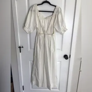 Free People Dress Small‎ White Back Strap A Line Half Sleeve Elastic Midi NWT thumbnail 2