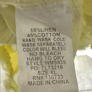 Linen Blend Umgee Top Womens 1XL Yellow Cap Sleeve Raw Frayed Hem Boho Western thumbnail 5