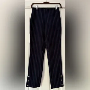Rag & Bone Simone Navy‎ Pinstripe Snap Dress Pants Size 2 EUC thumbnail 3