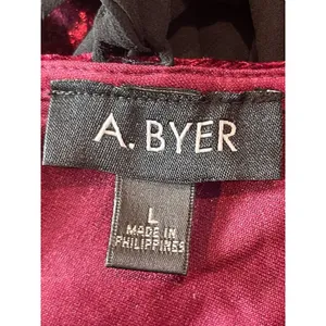 A Byer 90s Y2K Burgundy Crushed Velvet Black Tie Up Back V-neck Dress L Holiday thumbnail 11