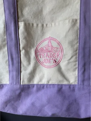 Trader Joe's Canvas Tote Bag with Purple Accents thumbnail 3