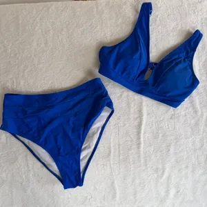 NEW Women's Bright Blue High Waisted 2 Piece Bikini Swimsuit Size M #26077 thumbnail 1