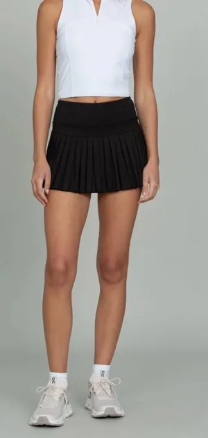 Gold Hinge Black Pleated Tennis Skirt thumbnail 1