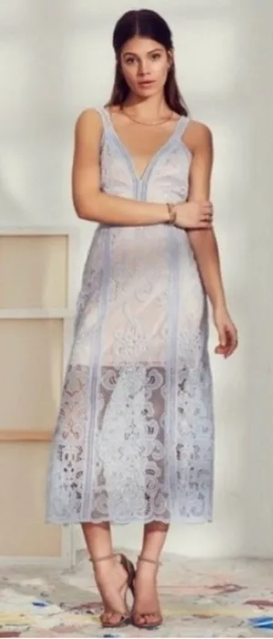 Alice McCall Wanderlust Blue Lace Midi Dress Size 0 Wedding Guest Garden Party thumbnail 1
