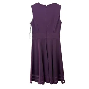 NWT Calvin Klein Purple Mesh Illusion Hem‎ Fit Flare Stretch Sleeveless Dress 6 thumbnail 9