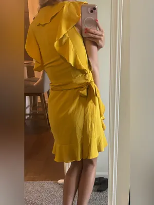 Milk & Honey Yellow Ruffle Wrap Dress thumbnail 3