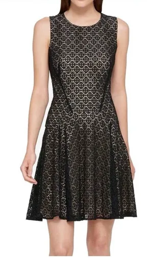 Tommy Hilfiger Black Sleeveless Lace Fit-and-Flare Dress Sz 4 thumbnail 1