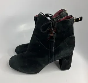 Ono Ankle Boots Womens 8M Black Excellent Suede Block Heel Lace Up N28700 CARA17 thumbnail 1