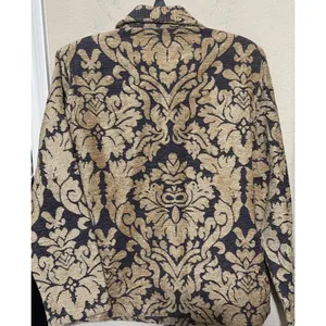 Indigo Moon Blazer Jacket Womens Medium Tapestry full zip Tan Navy Artsy thumbnail 5