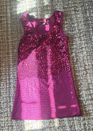 Sugar & Spice Vintage Pink Sequenced Tank Size Medium thumbnail 1