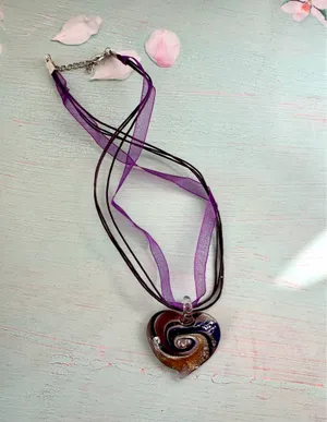 Murano Purple Heart Necklace thumbnail 2