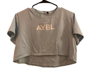 AYBL Blue Short Sleeve Cropped Athletic Workout T-Shirt Women Sz M thumbnail 1