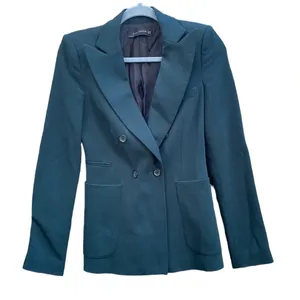 ZARA DARK GREEN WOOL TWO BUTTON BLAZER thumbnail 1