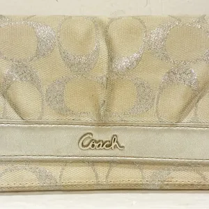 Vintage COACH Signature Metallic Jacquard Leather Medium Bifold Wallet Card Case thumbnail 2
