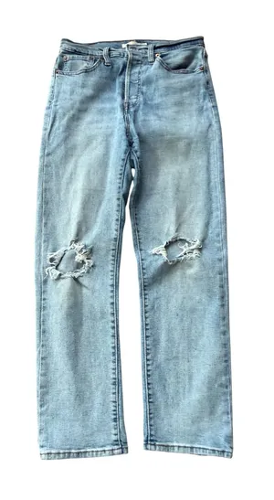 Levis Wedgie Straight High Rise Distressed Jeans Light Wash Blue Size 30 thumbnail 1