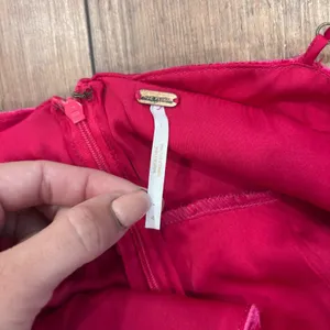 Free People Skylie Saylor Hot Pink Velvet Satin Ruched Romper Spaghetti Strap 4 thumbnail 6
