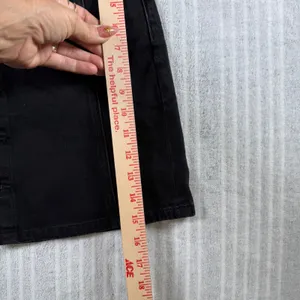 American Eagle Black Denim Button Front Mini Skirt Size 2 Casual Edgy Goth Emo thumbnail 6
