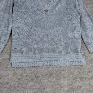 White House Black Market Size-M Womens Top Pointelle Stitch 3/4 Sleeve thumbnail 9