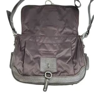 DKNY Brown Suede & Dark Purple Satin Crossbody Purse Bag thumbnail 2
