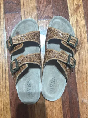 Myra Tooled Leather Bags Sandals Genuine thumbnail 1