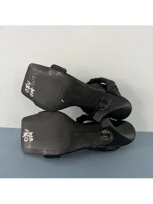 Gianni Bini Vanya Scrunched Square Toe Black Leather Dress Sandal Heels Size‎ 6 thumbnail 8
