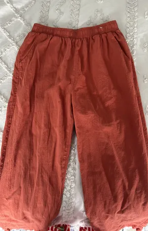 burnt orange boutique linen pants thumbnail 1