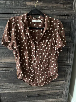 Abercrombie & Fitch Brown Polka Dot Short-Sleeve Button-Down thumbnail 2