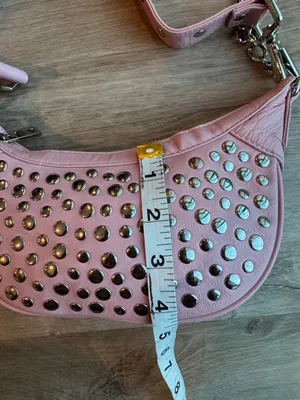 Núnoo Pluto Rivet Silky Pink Leather Crescent Studded Shoulder Bag Y2K thumbnail 3